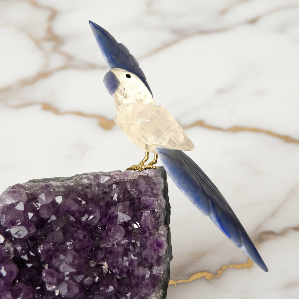 Amethystdruse – Mit Bergkristall Vogel CrystalScents
