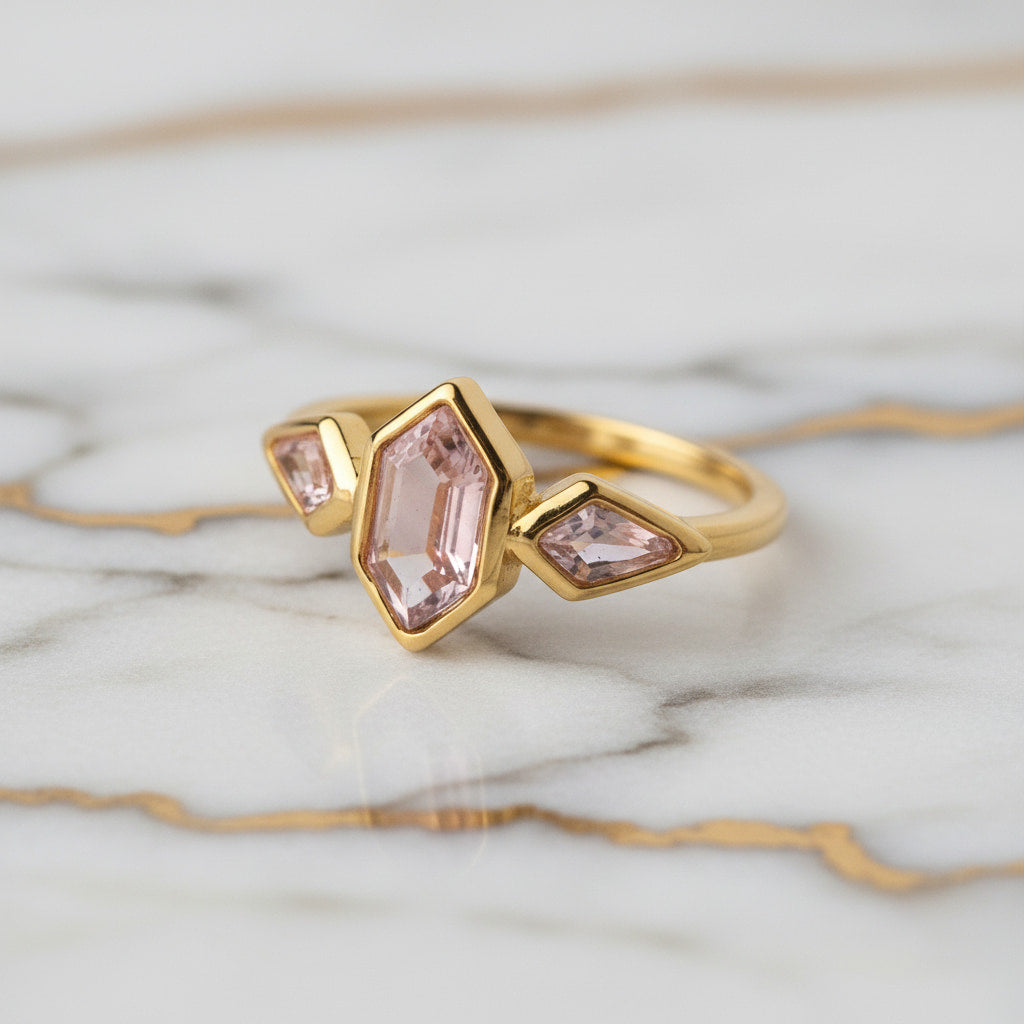 Ring – Goldener mit rosafarbenem Akzent CrystalScents