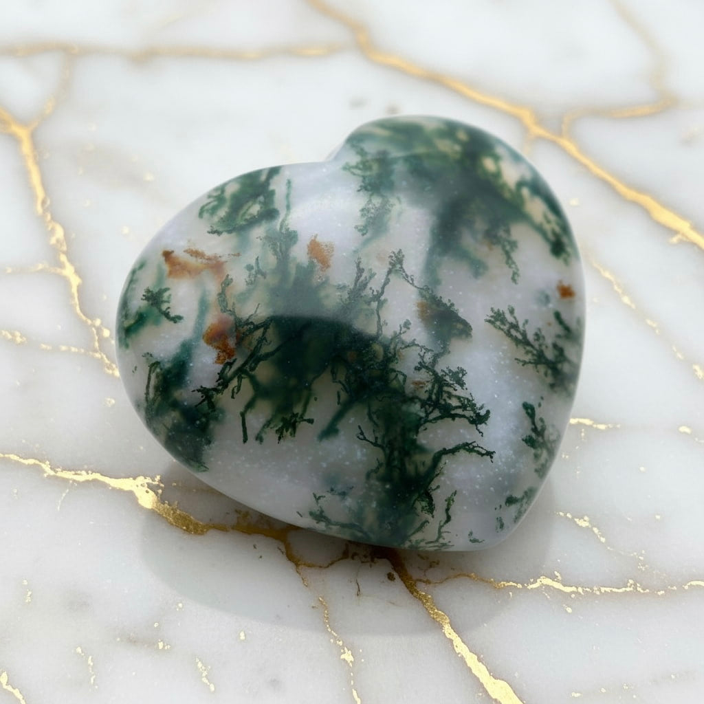 Mini Moosachat Herz – Kleiner Glücksbringer CrystalScents