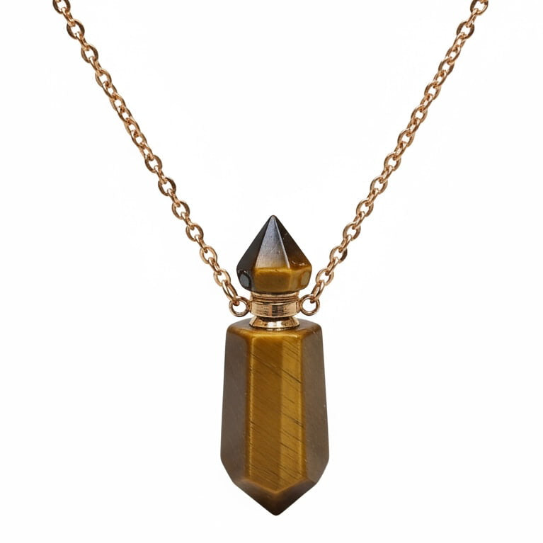 Tigerauge Halskette - Parfümfläschchen CrystalScents