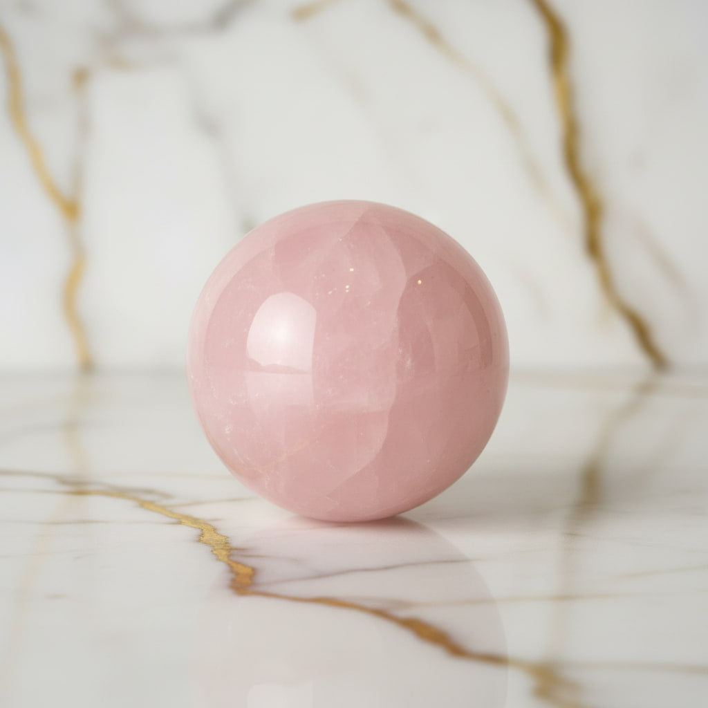 Rosenquarz Kugel – Zarte rosa Schwingungen CrystalScents