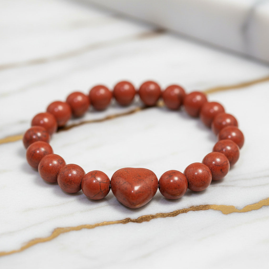 Roter Jaspis Kugelarmband - Herzenskraft CrystalScents