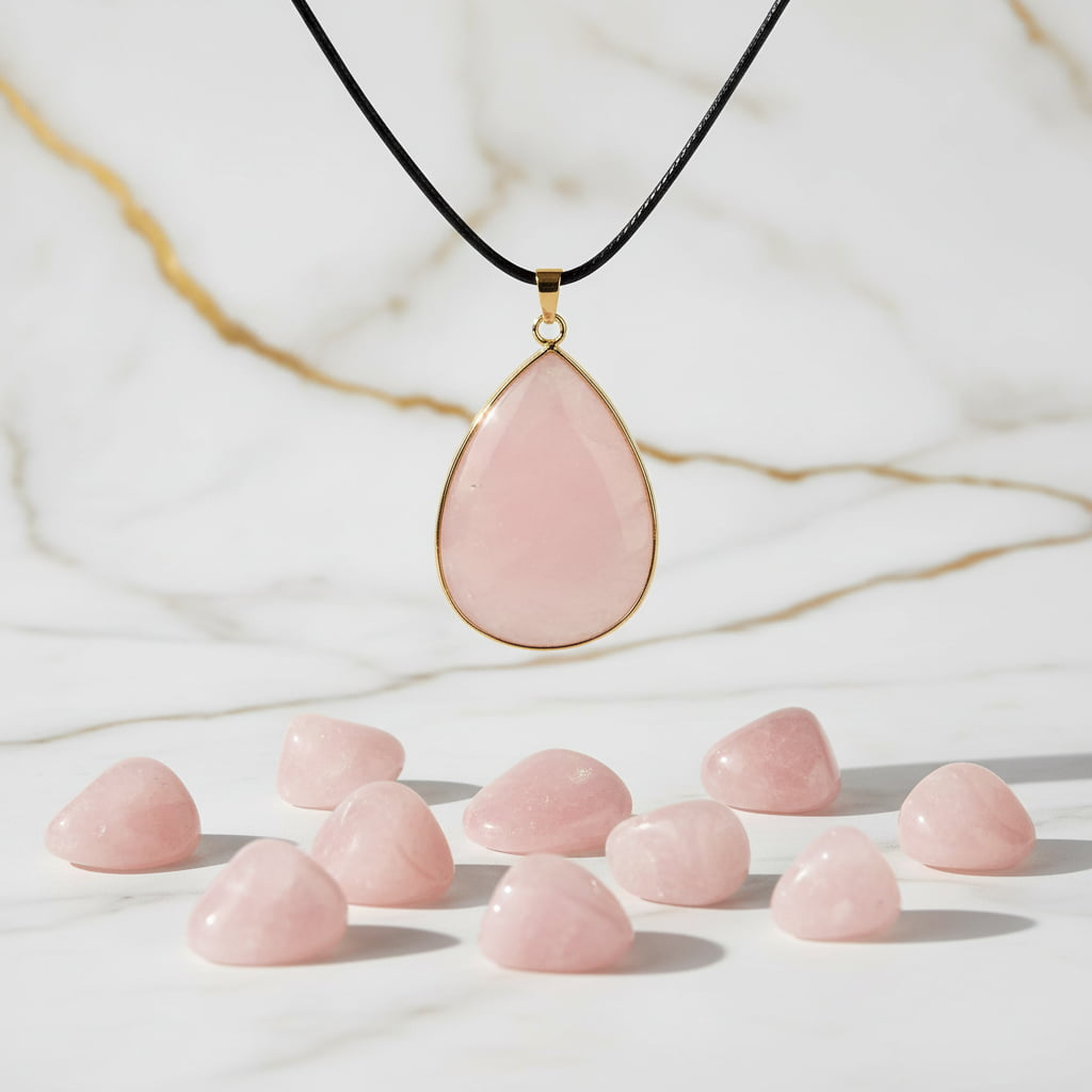Rosenquarz Halskette - Harmonie & Wärme CrystalScents