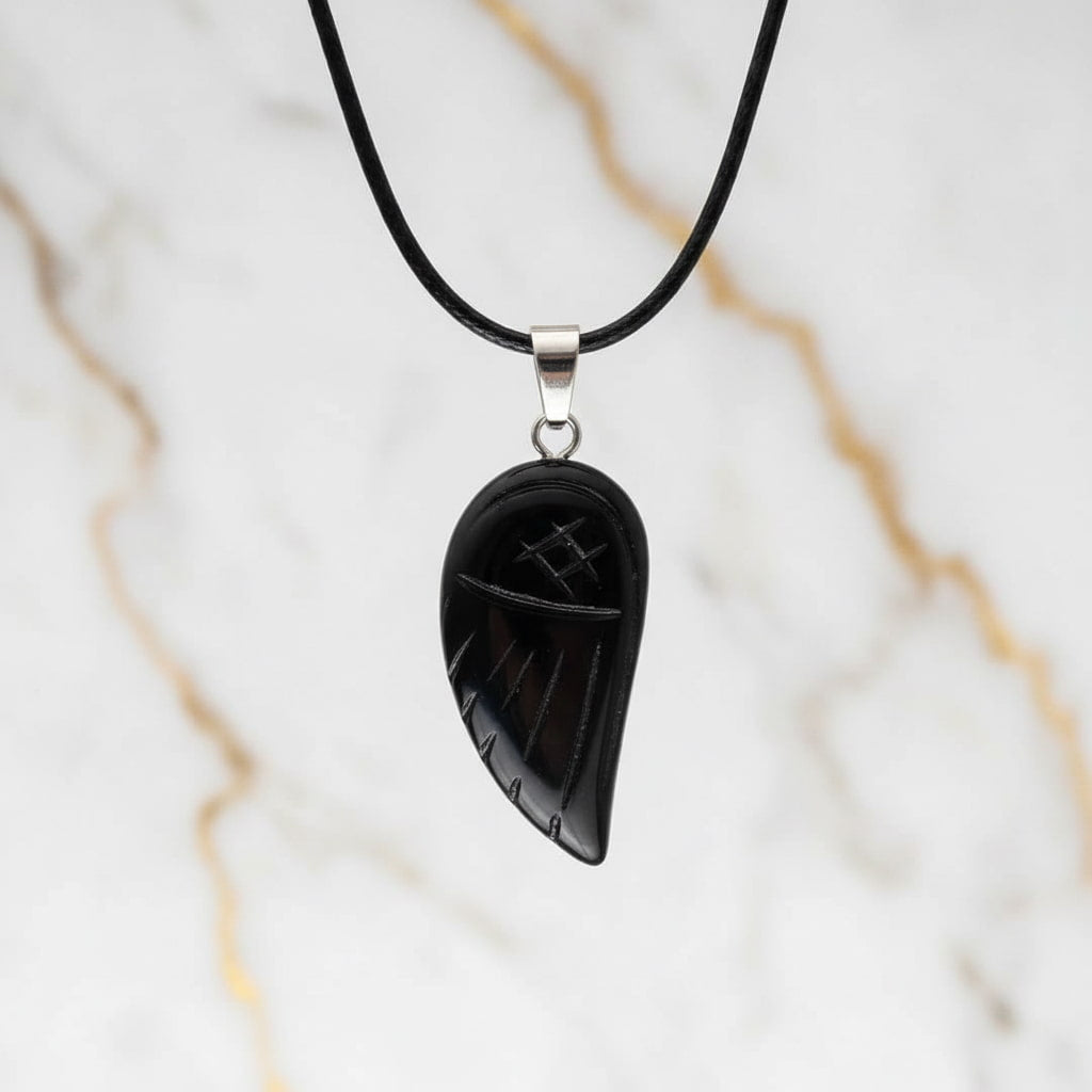 Obsidian Halskette - Flügel Anhänger CrystalScents