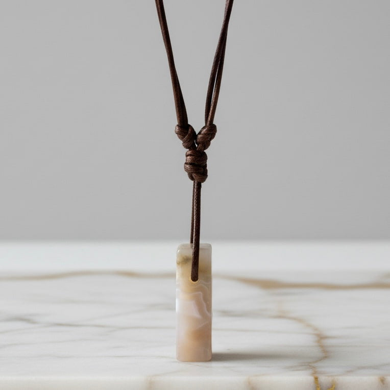 Achat Halskette - Länglicher Anhänger