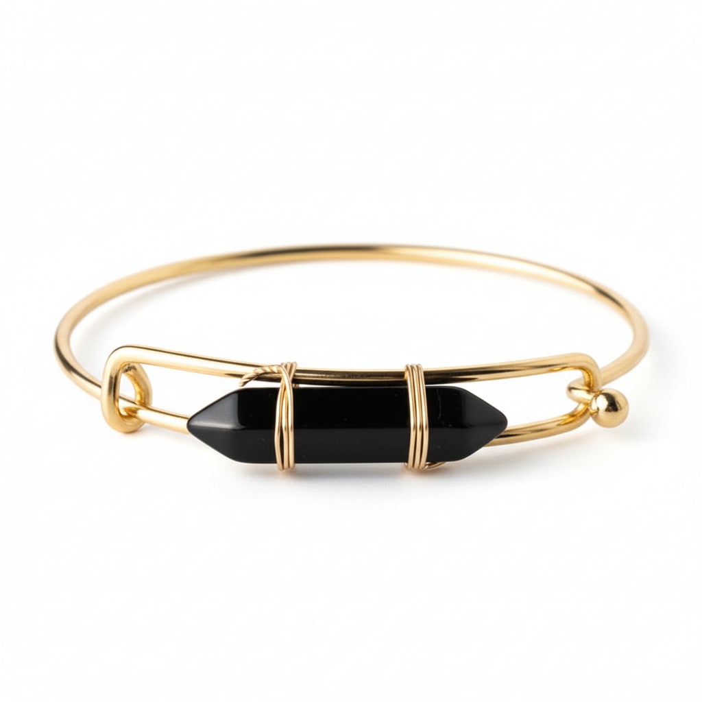 Obsidian Armreif - Eleganter Doppelender