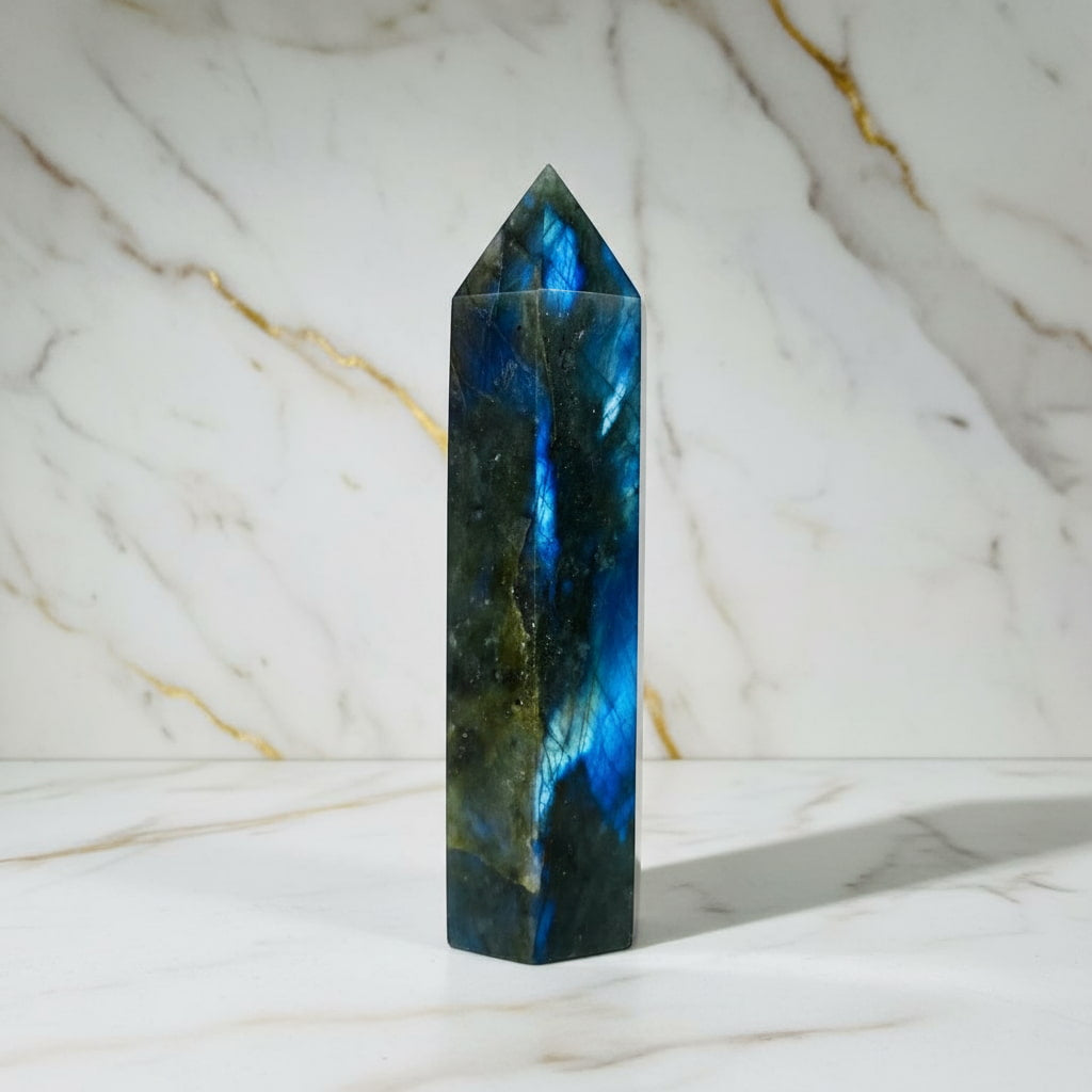 Labradorit Obelisk – Schutz & Selbstvertrauen CrystalScents