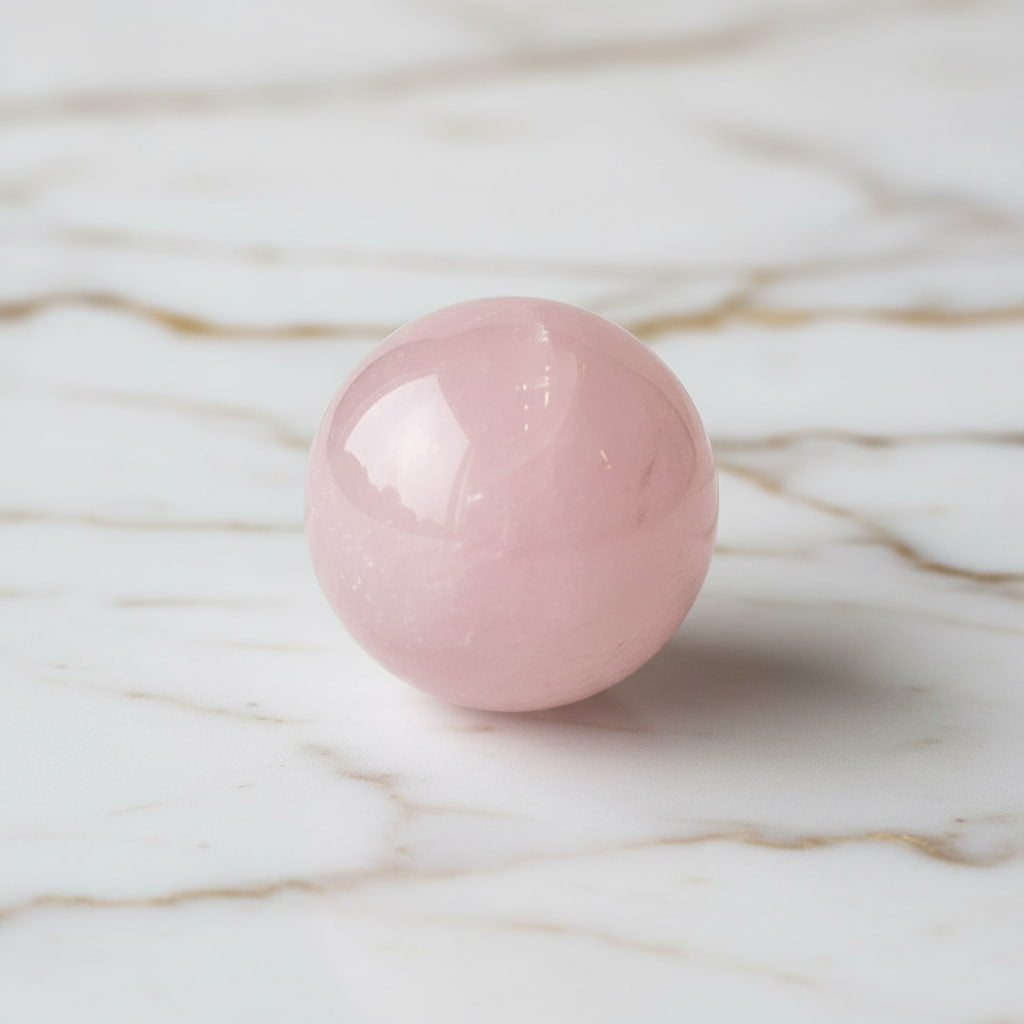 Mini Rosenquarz Kugel – Liebe & Harmonie CrystalScents