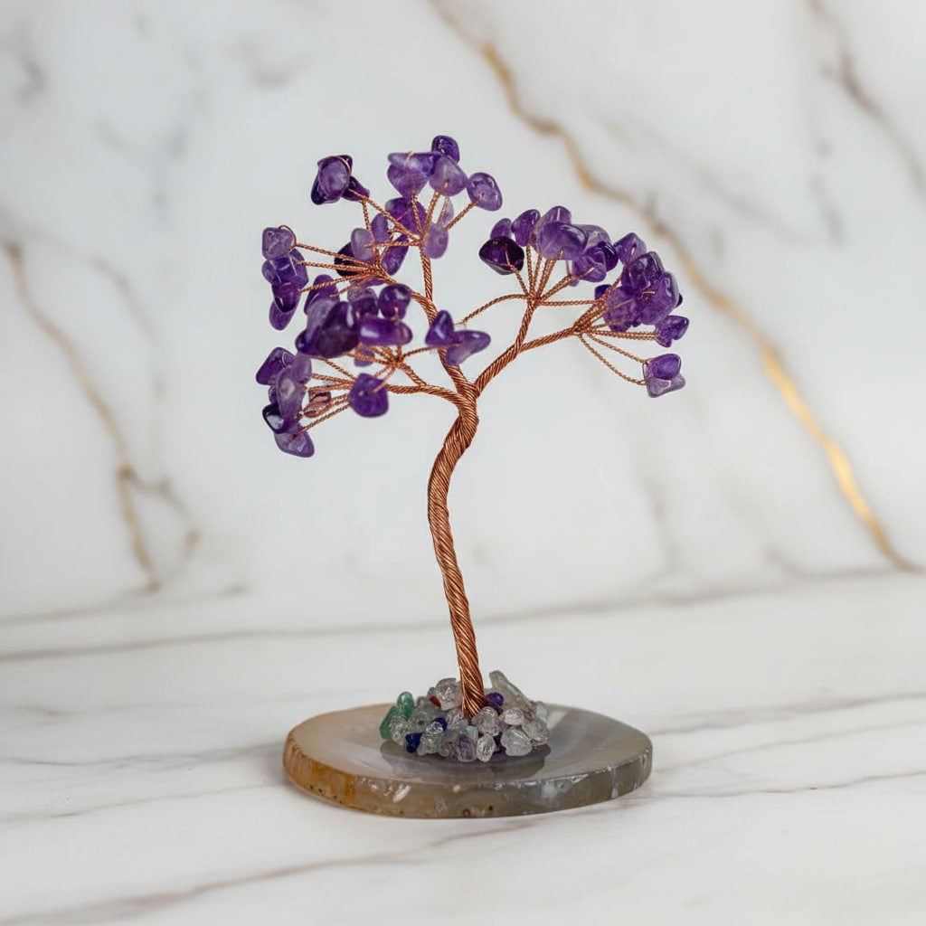 Amethyst Baum auf Achatscheibe