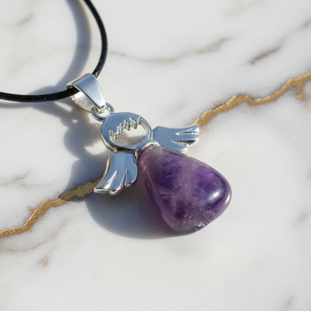 Amethyst Halskette – Engel Anhänger für Schutz & Harmonie CrystalScents