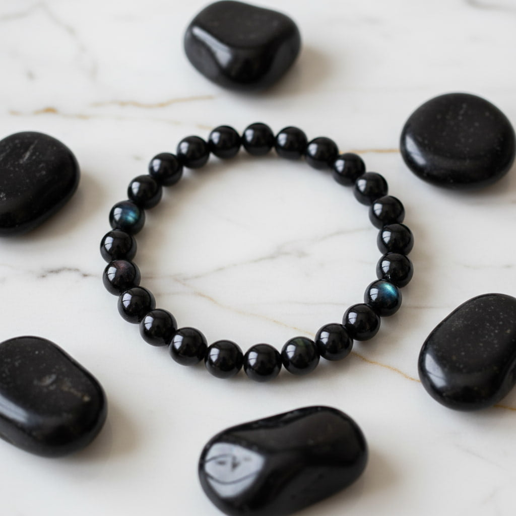 Regenbogen Obsidian Kugelarmband - Regenbogen-Schimmer CrystalScents