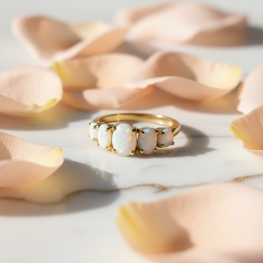 Ring mit fünf Opalen – elegantes Schmuckstück voller Farbspiel CrystalScents