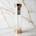 Bergkristall Glasflasche – Tee unterwegs mit Roségoldverschluss CrystalScents