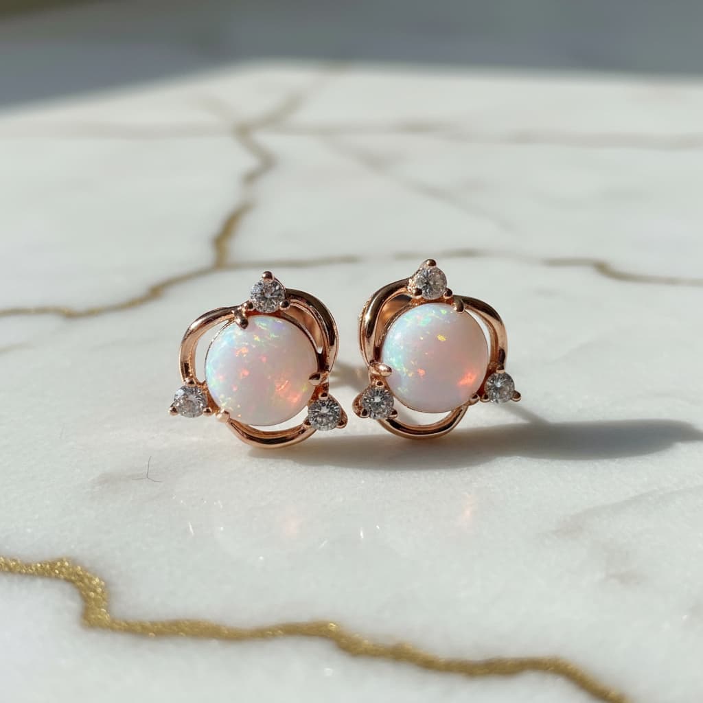 Ohrstecker – Roségold mit schimmerndem Opal