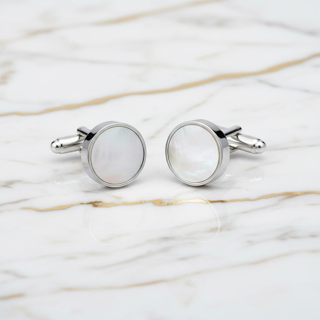 Manschettenknöpfe mit Perlmutt in Silber CrystalScents