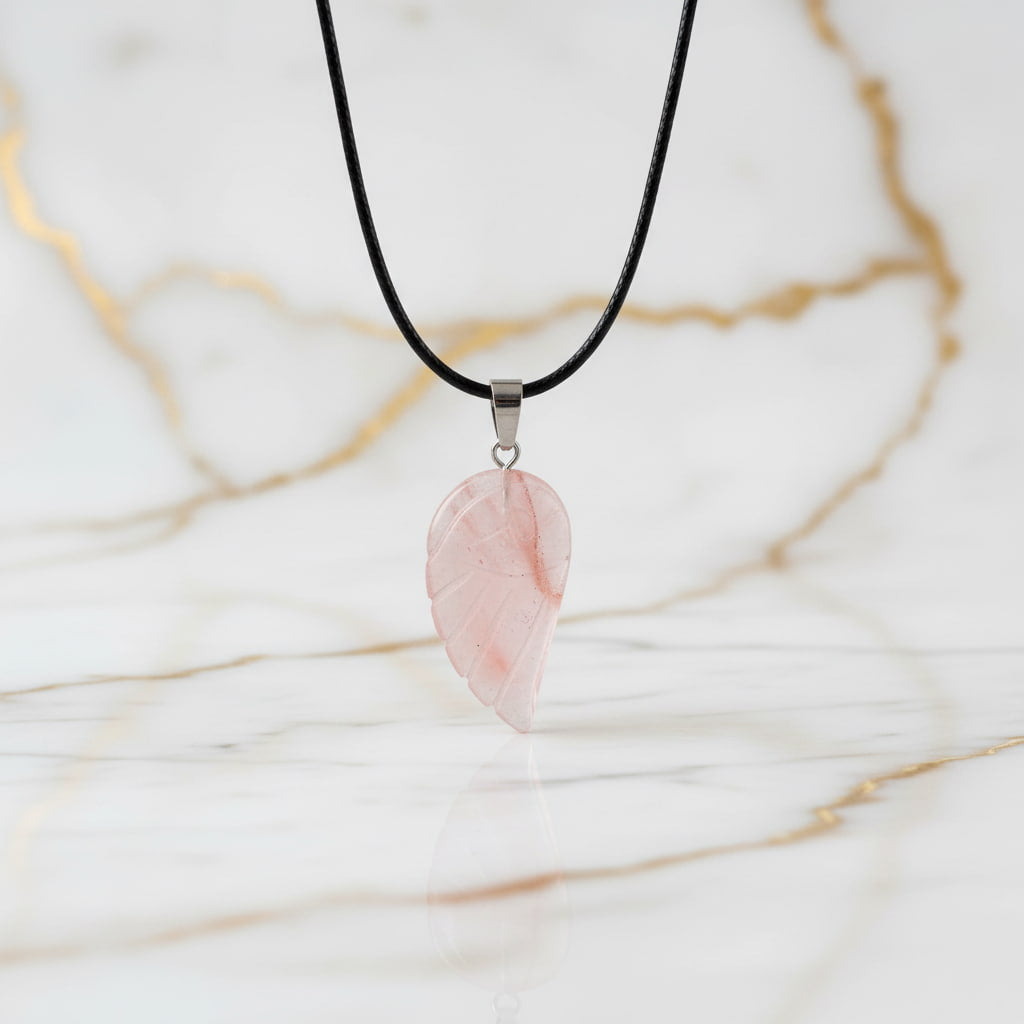 Feuerquarz Halskette - Flügel Anhänger CrystalScents