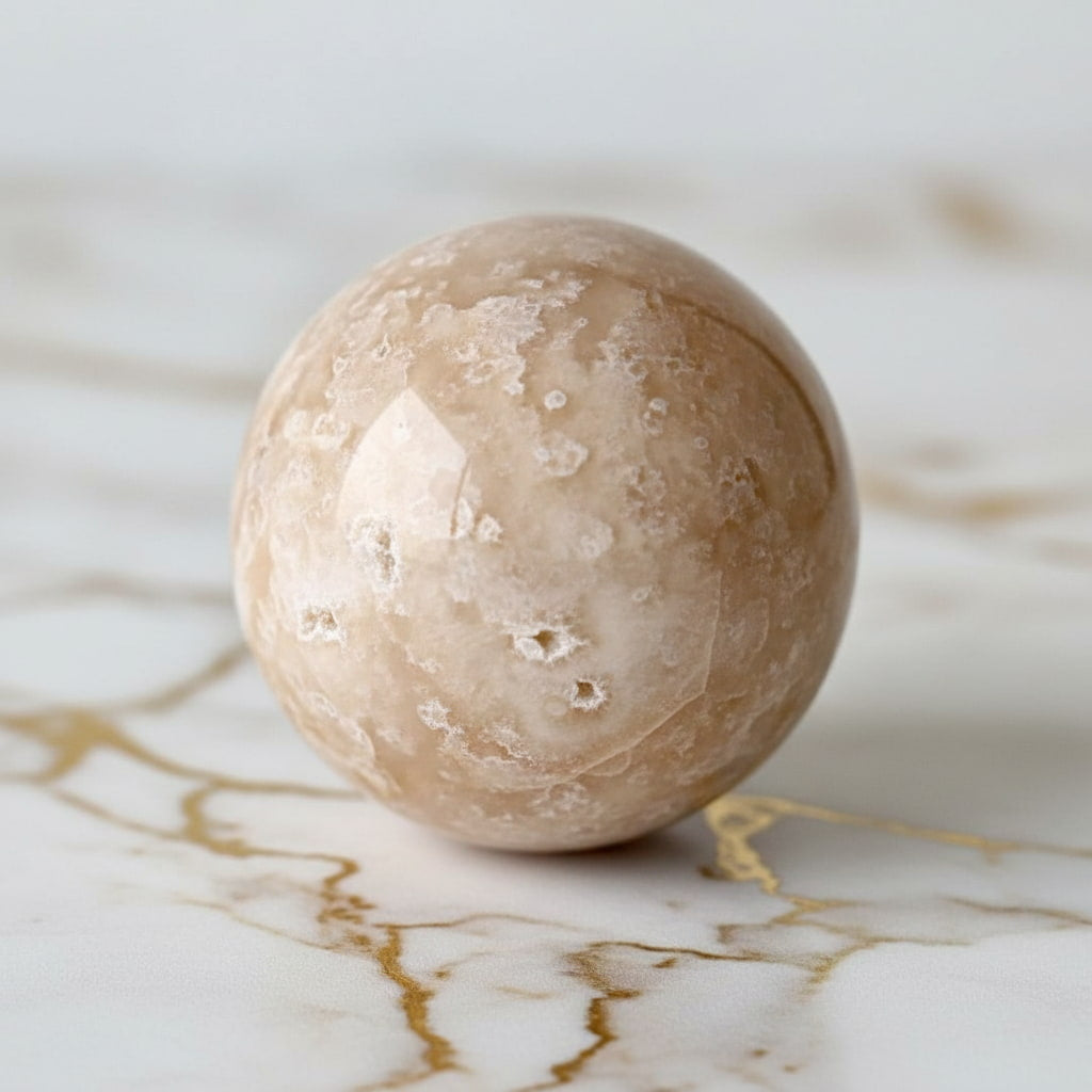 Kirschblüten Achat Kugel mit Druse – Harmonie & Ausgleich CrystalScents