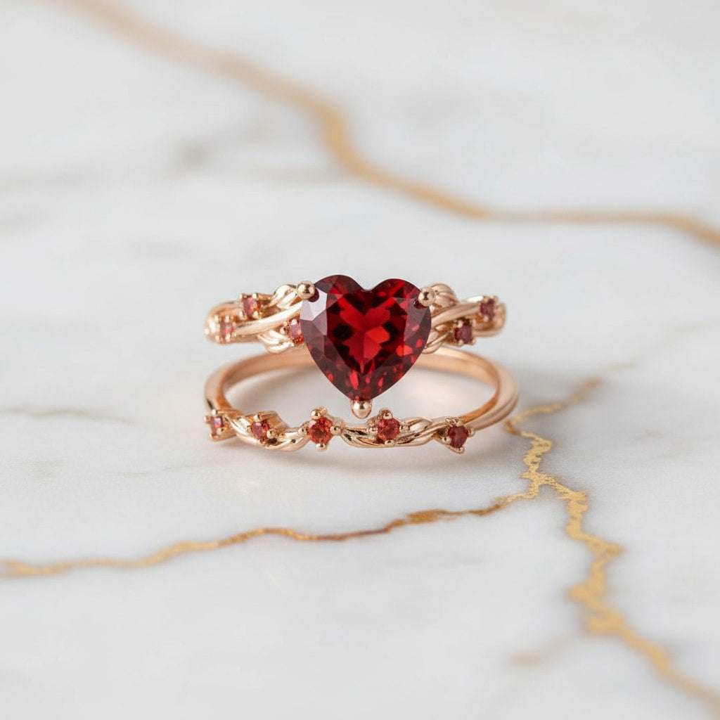 Ring – 2-teiliger mit rotem Herz CrystalScents