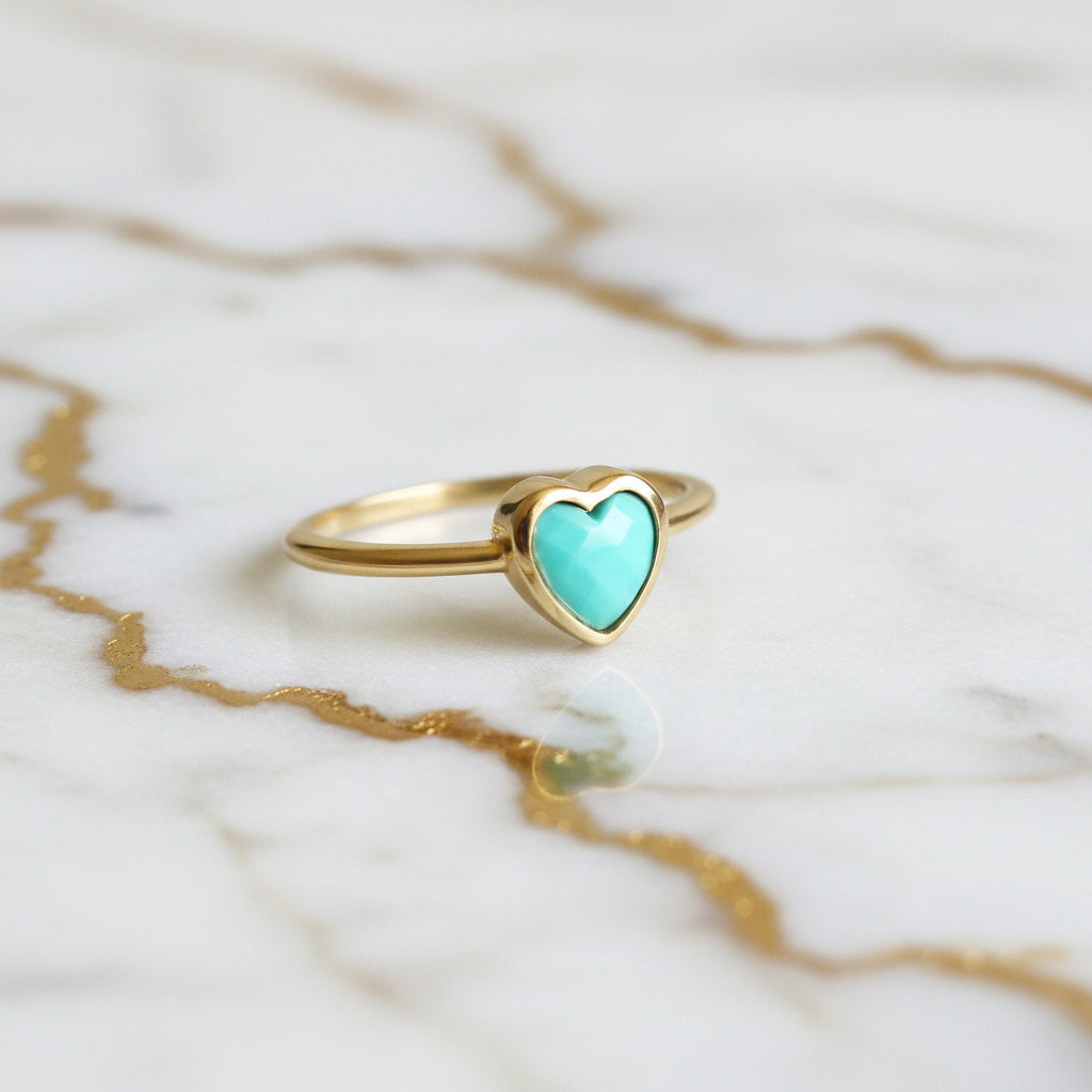 Ring in Gold mit türkisem Herz CrystalScents