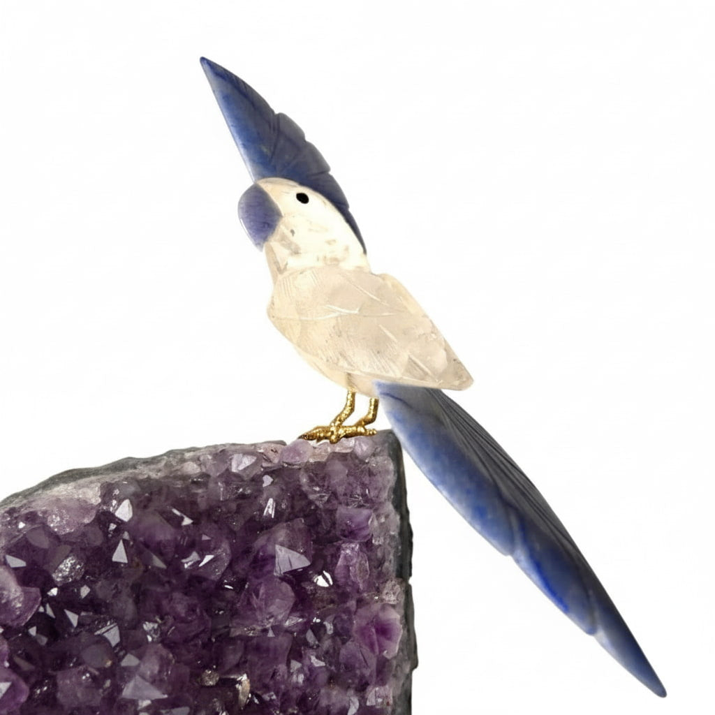 Amethystdruse – Mit Bergkristall Vogel CrystalScents