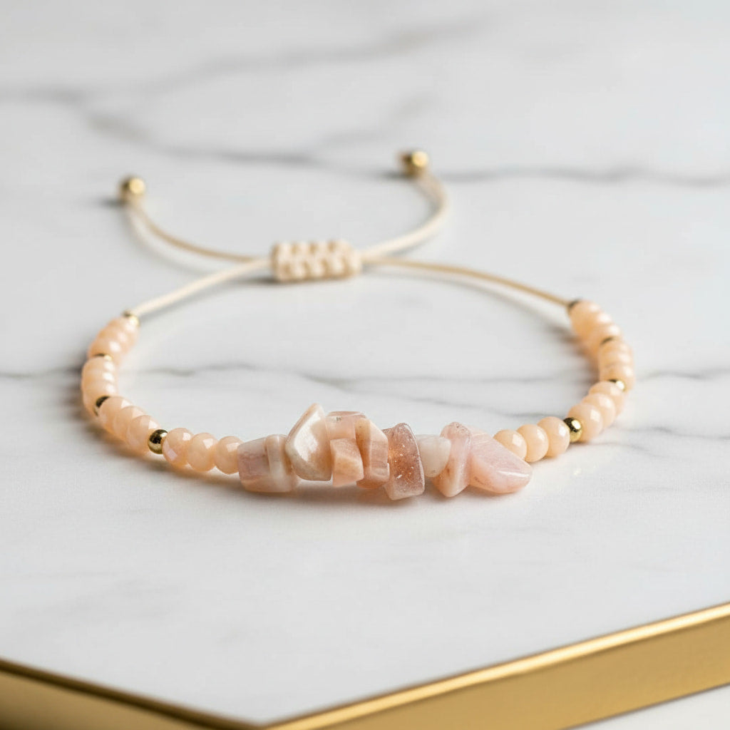Pfirsich Mondstein Schutzarmband - Wärme & Glanz CrystalScents