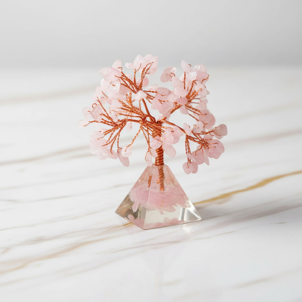 Rosenquarz Baum - Orgonit Pyramide