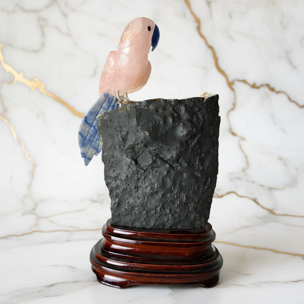 Citrin Druse mit Rosenquarz Vogel CrystalScents