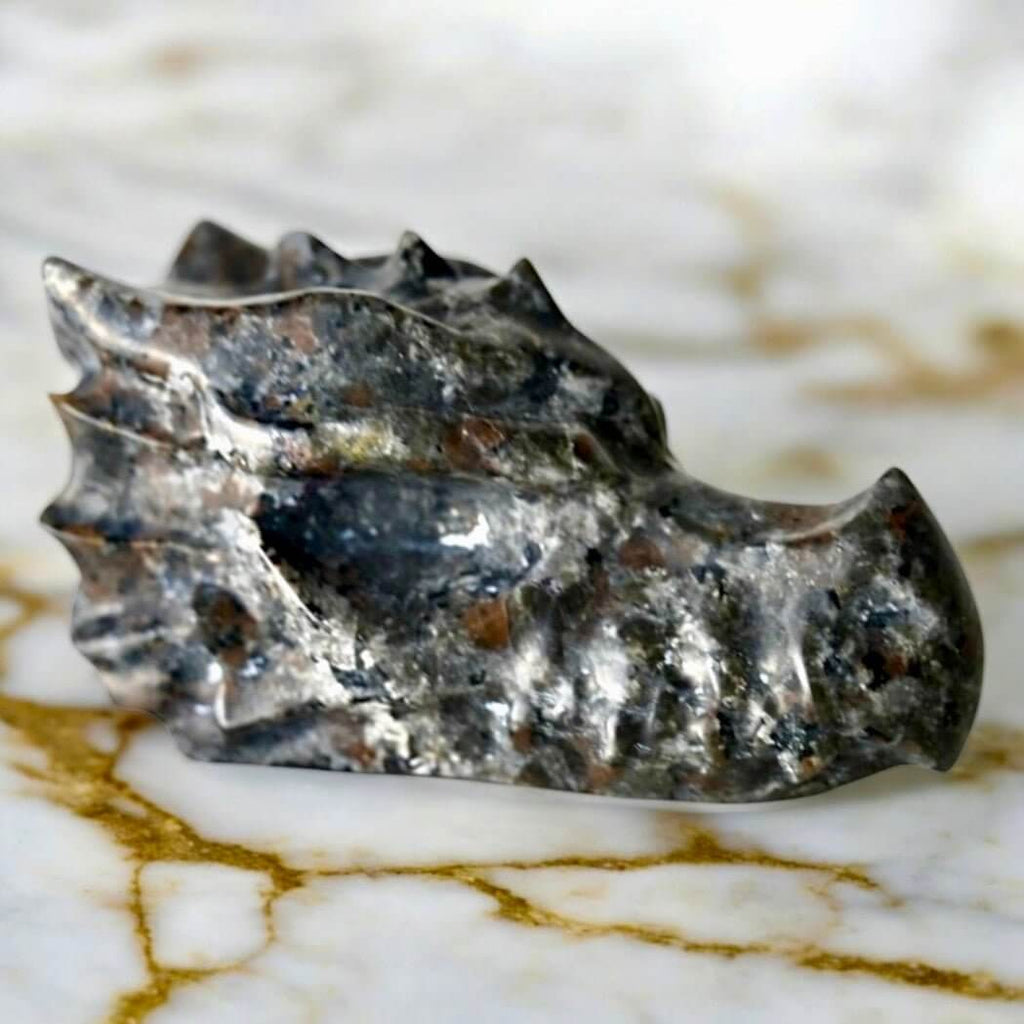 Flammenstein Drachenkopf – Lebendige Skulptur mit UV-reaktiver Farbwirkung