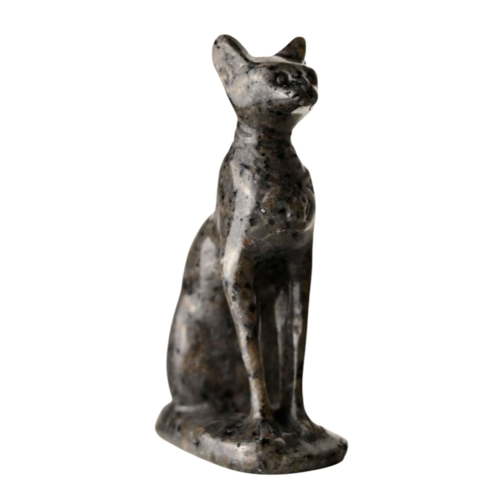 Flammenstein Katze - Majestätisce Skulptur mit UV-reaktiver Farbwirkung