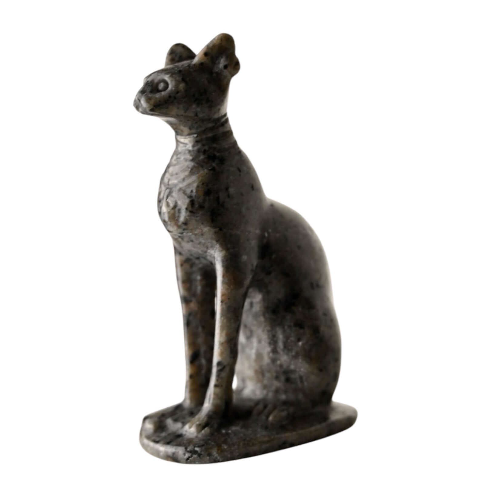 Flammenstein Katze - Majestätisce Skulptur mit UV-reaktiver Farbwirkung