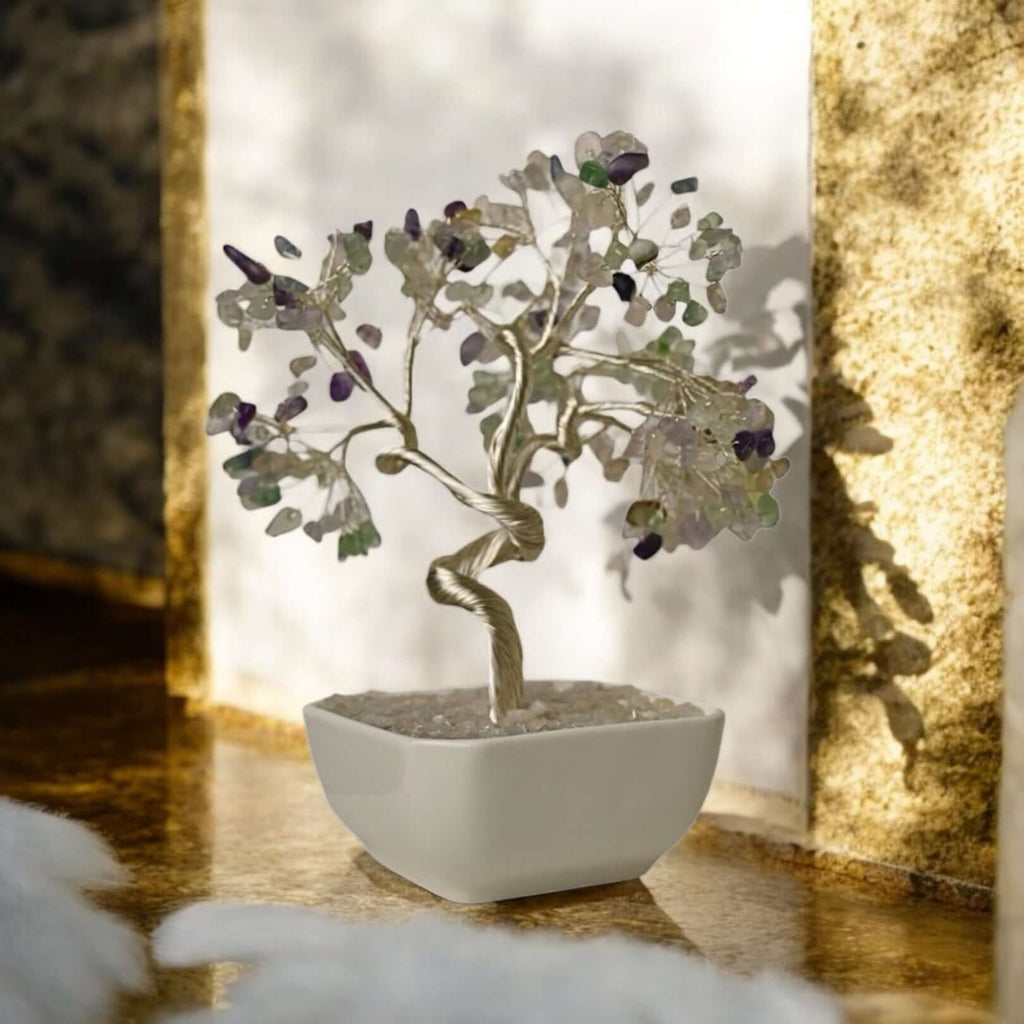 Fluorit Baum in Keramiktopf - Fröhlicher Akzent