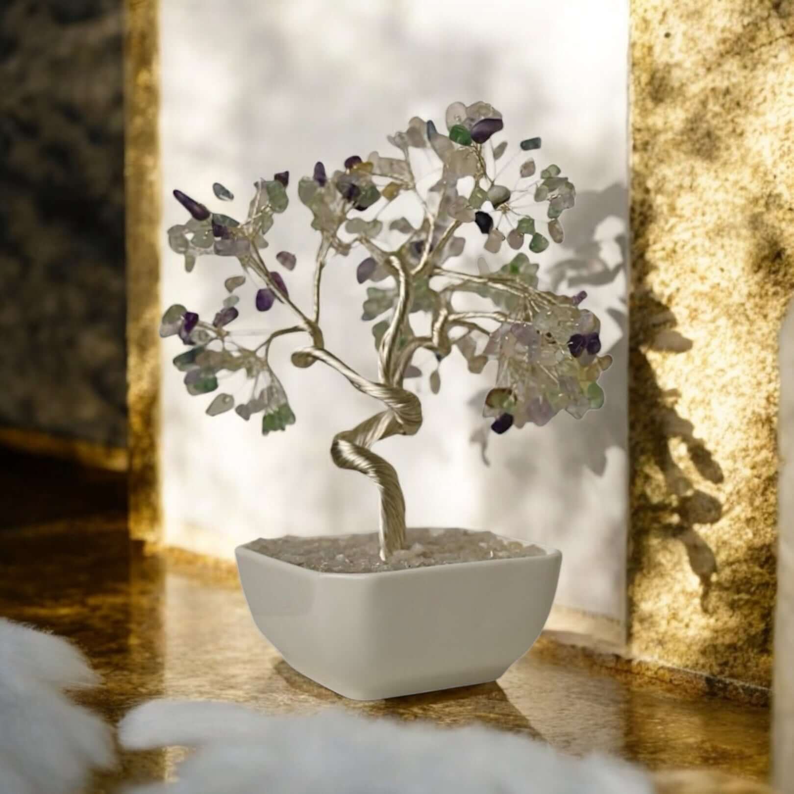 Fluorit Baum in Keramiktopf - Fröhlicher Akzent