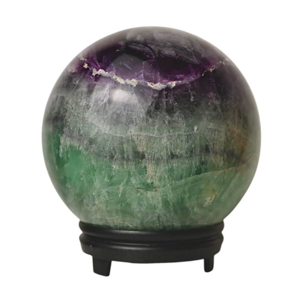 Fluorit Kugel in kräftigem Grün und Lila – dekoratives Highlight für Zuhause
