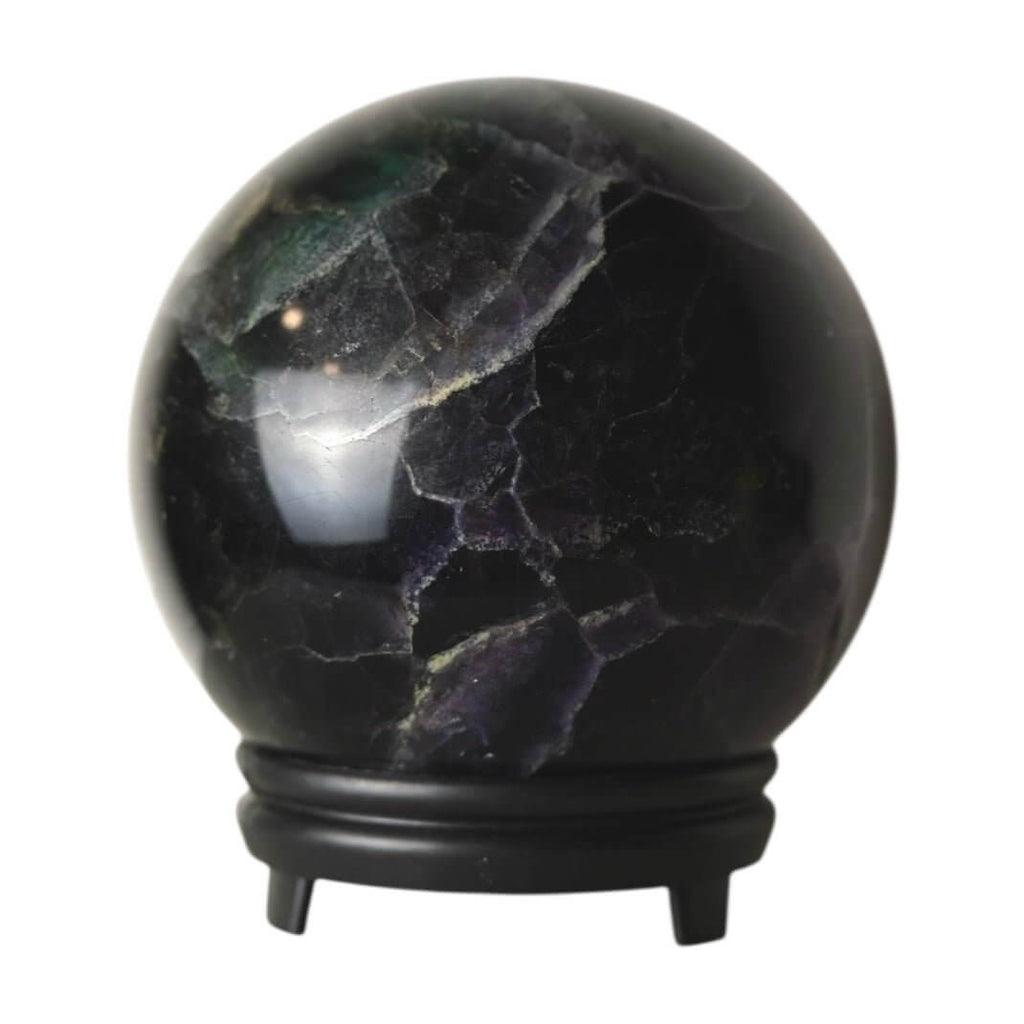 Große dunkle Fluorit Kugel – faszinierende Grün-Lila-Mischung