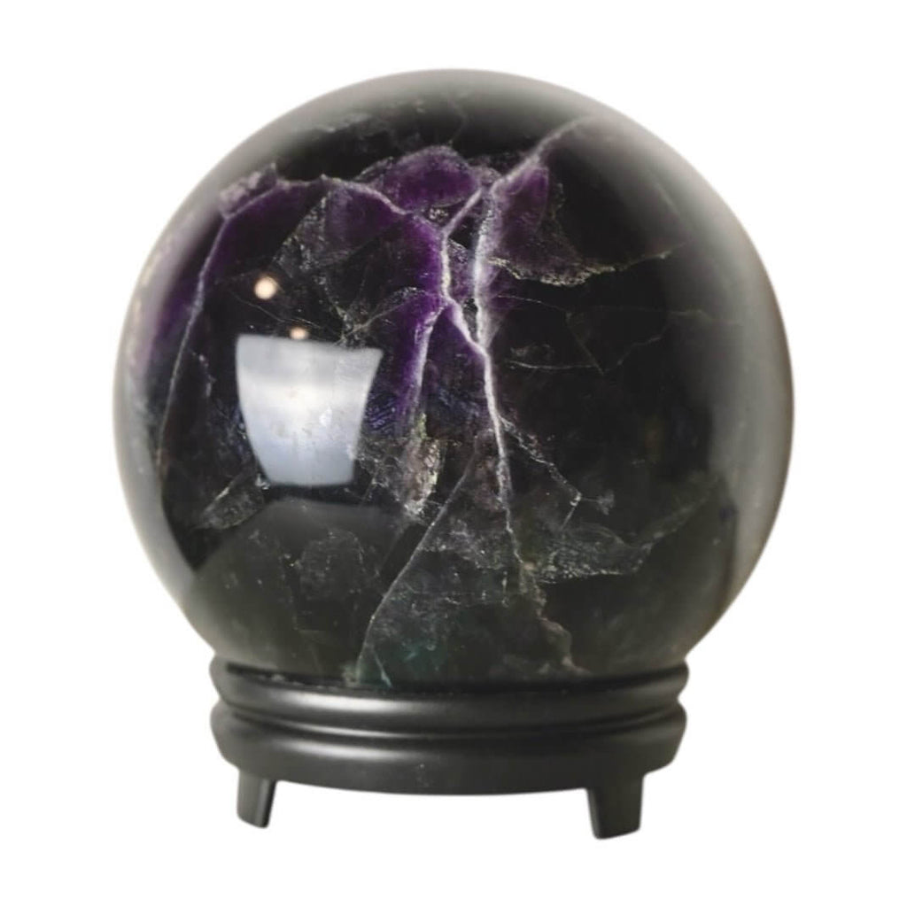 Große dunkle Fluorit Kugel – faszinierende Grün-Lila-Mischung