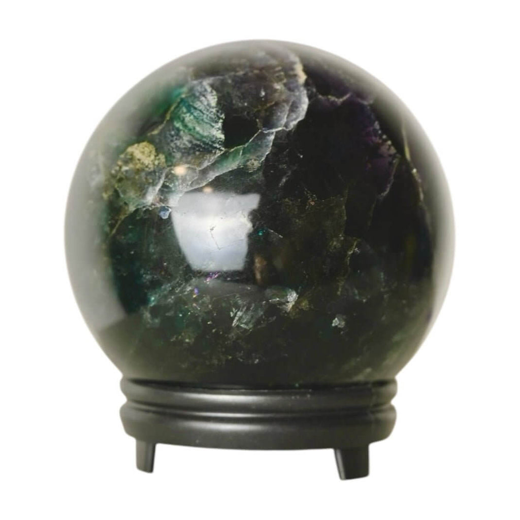 Große dunkle Fluorit Kugel – faszinierende Grün-Lila-Mischung
