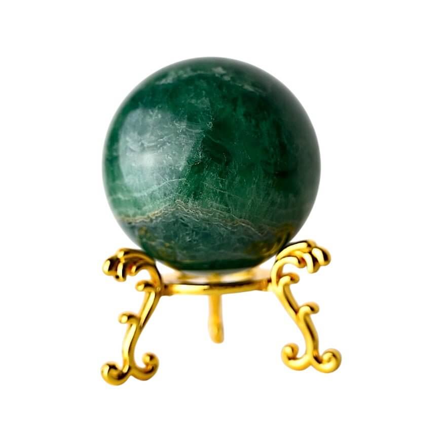 Fluorit Kugel in sattem Grün – harmonisches Dekorstück