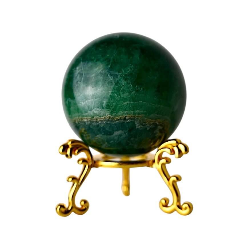 Fluorit Kugel in sattem Grün – harmonisches Dekorstück