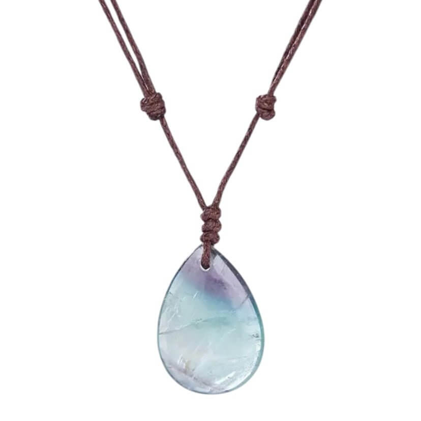 Verstellbare Halskette mit tropfenförmigem Fluorit