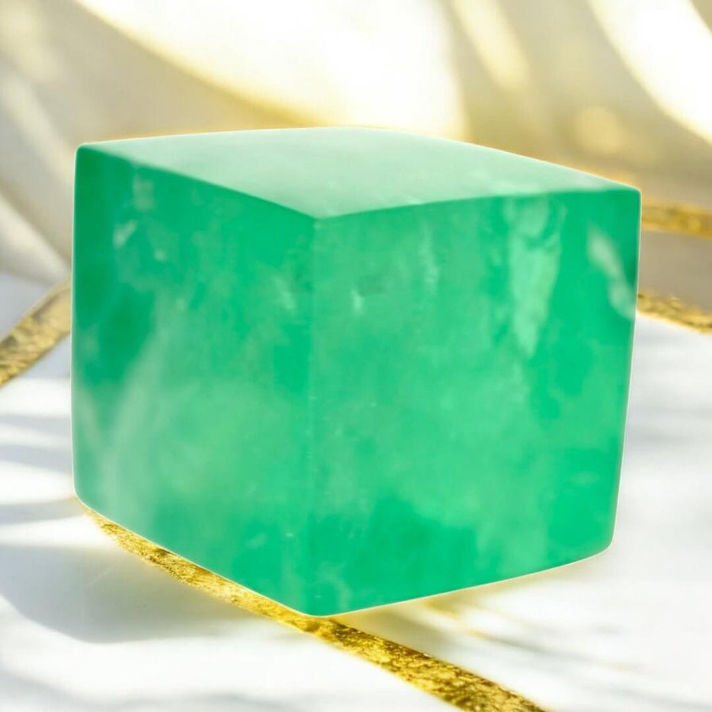 Würfel aus grünem Fluorit – Faszinierendes Edelsteinstück mit intensiver Farbwirkung