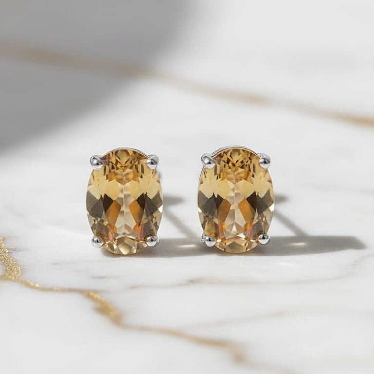 Citrin Ohrringe – Ovale Form für Wärme und Lebensfreude
