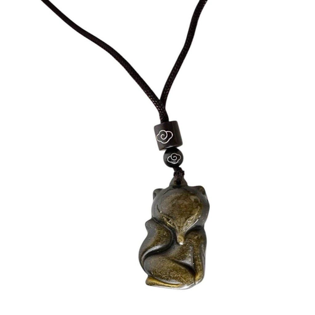 Halskette mit schimmerndem Gold Obsidian Anhänger