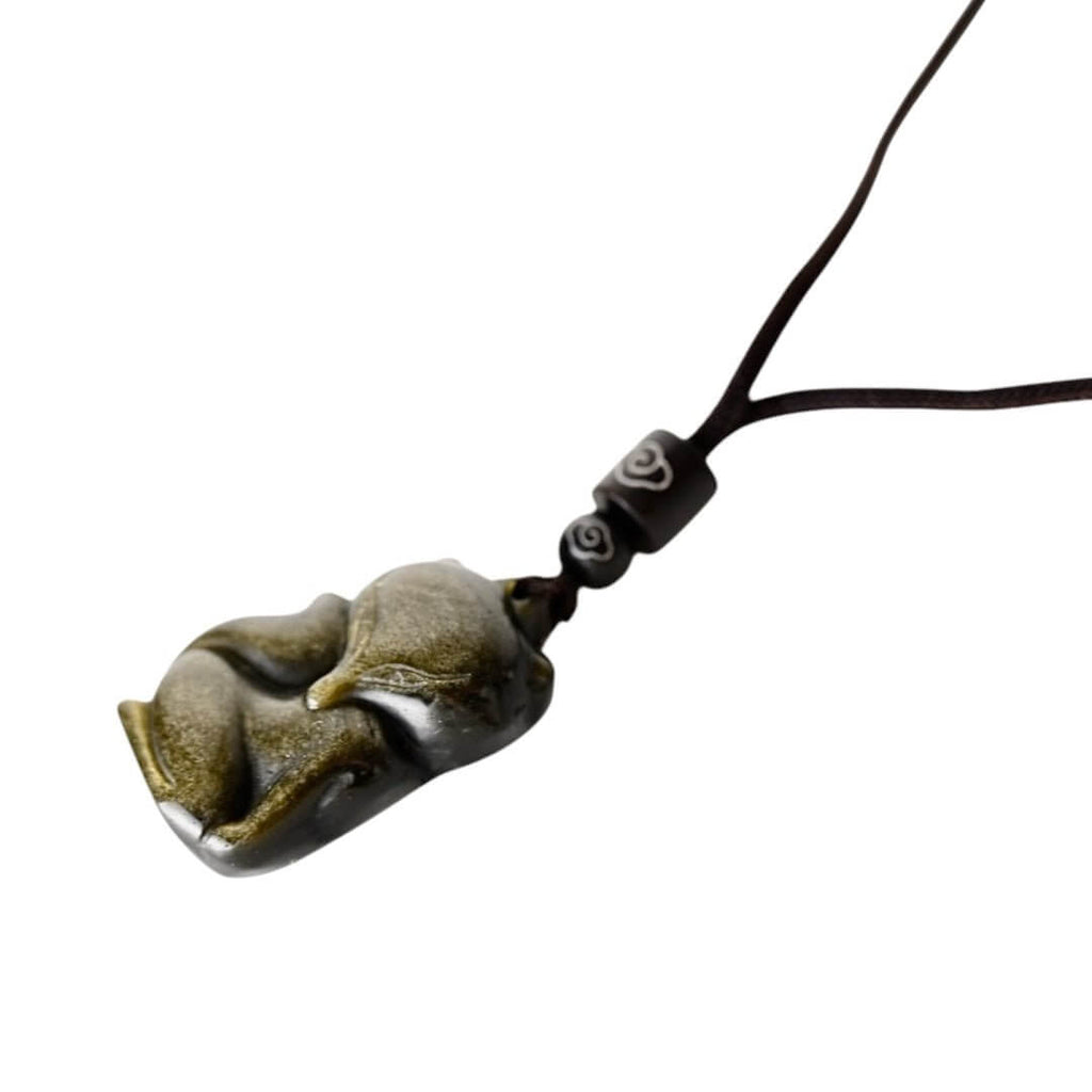 Halskette mit schimmerndem Gold Obsidian Anhänger