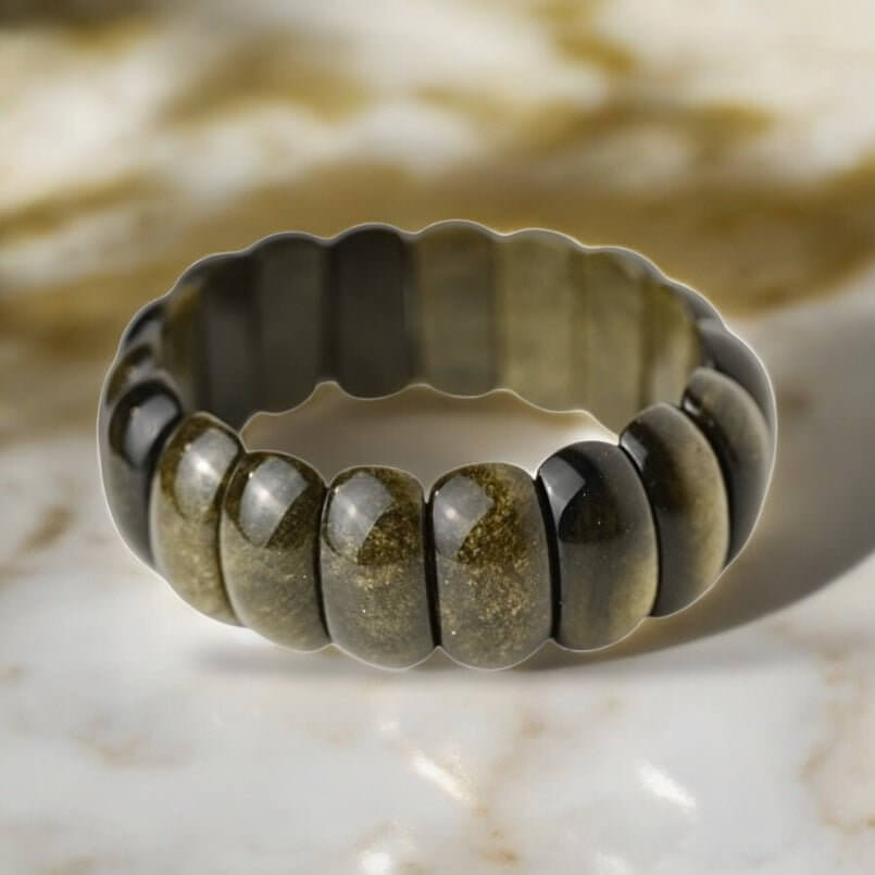 Rundes Gold Obsidian Armband - Ein schimmernder Blickfänger