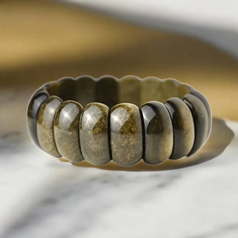 Rundes Gold Obsidian Armband - Ein schimmernder Blickfänger