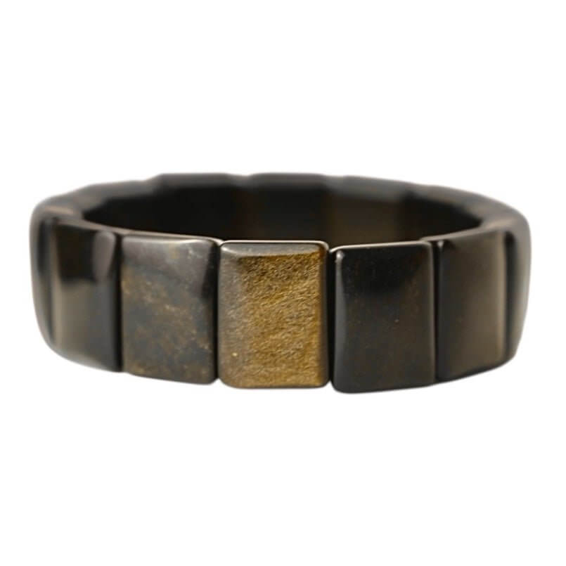 Breites Gold Obsidian Armband - Magisches in jedem Licht