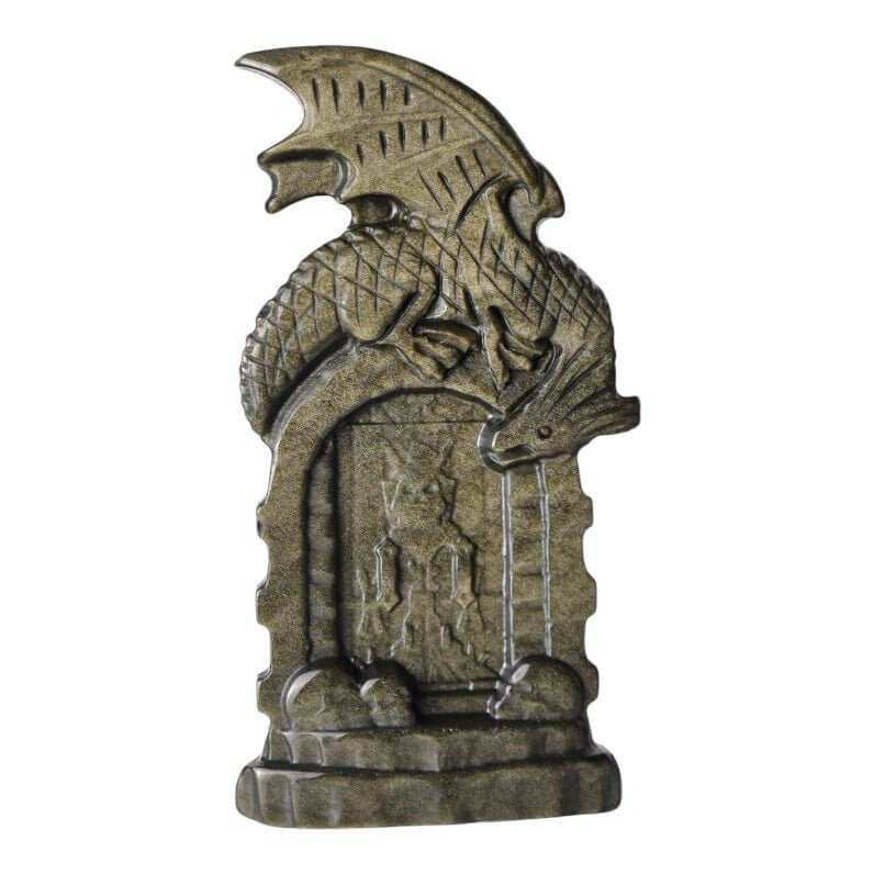 Gold Obsidian „Drachenportal“ – Mystische Kristallskulptur mit faszinierender Struktur