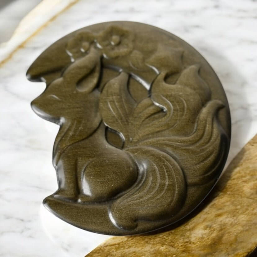 Fuchs aus Gold Obsidian – Feine Naturfigur mit edlem Schimmer