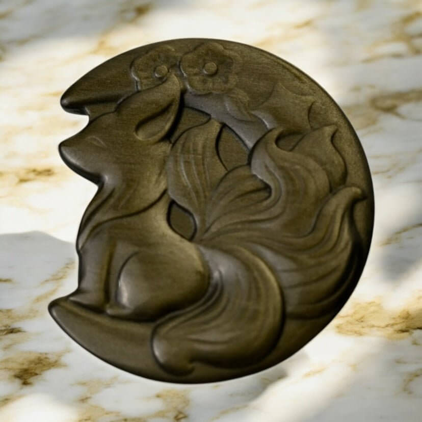 Fuchs aus Gold Obsidian – Feine Naturfigur mit edlem Schimmer