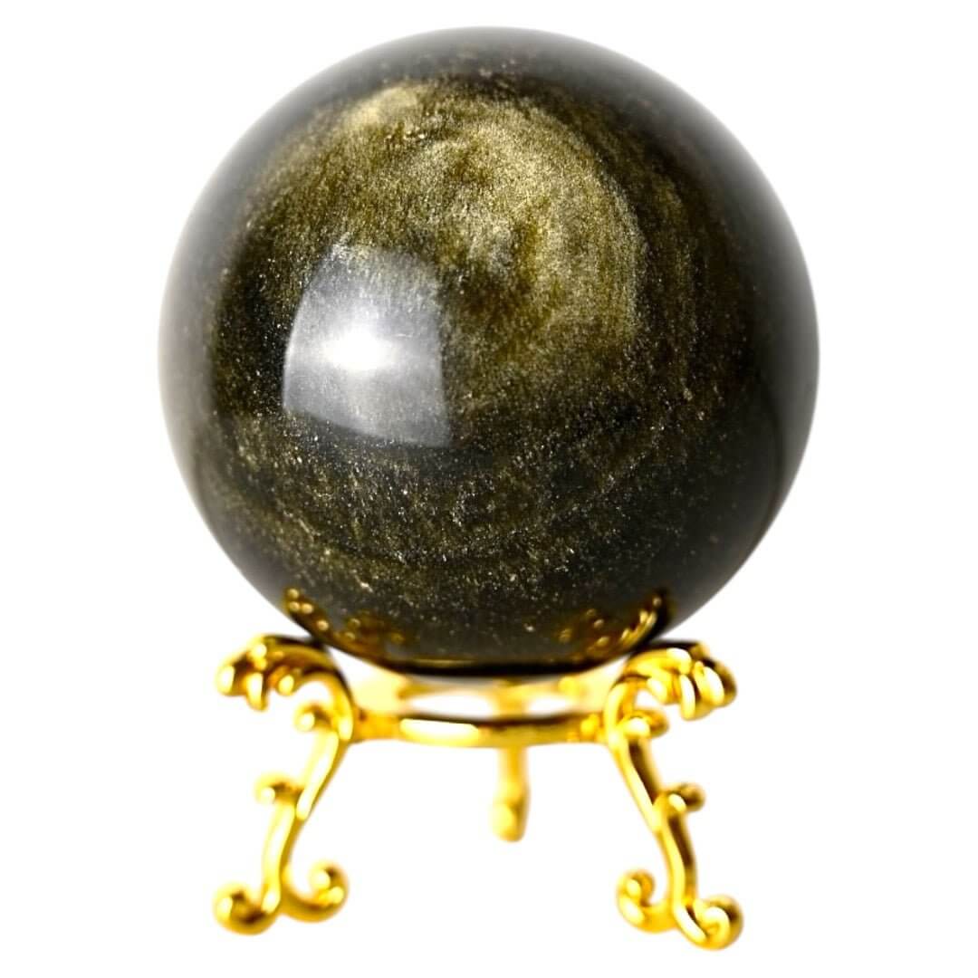 Gold Obsidian Kugel - Ein goldener Sternenhimmel in deiner Hand